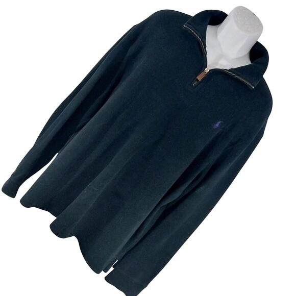 POLO BY RALPH LAUREN! LUXE BLACK HEAVYWEIGHT 1/4 ZIP NECKLINE SHIRT, TOP! SZ XL - Picture 1 of 9